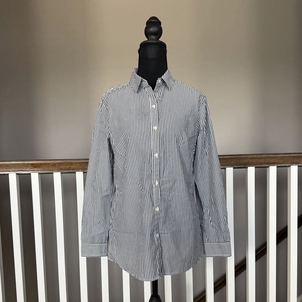 J McLaughlin Striped Long Sleeve Button Down Shirt Top Small Office Career Prep